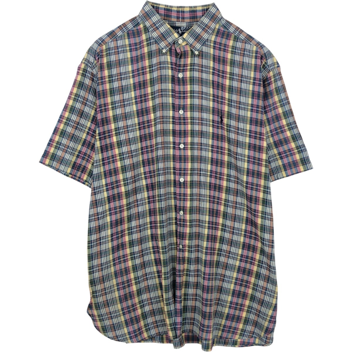 古着 ラルフローレン Ralph Lauren MCMEEL マドラスチェック 半袖 ボタンダウン チェックシャツ メンズXXL相当/eaa623588
