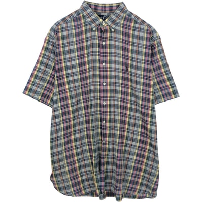 古着 ラルフローレン Ralph Lauren MCMEEL マドラスチェック 半袖 ボタンダウン チェックシャツ メンズXXL相当/eaa623588