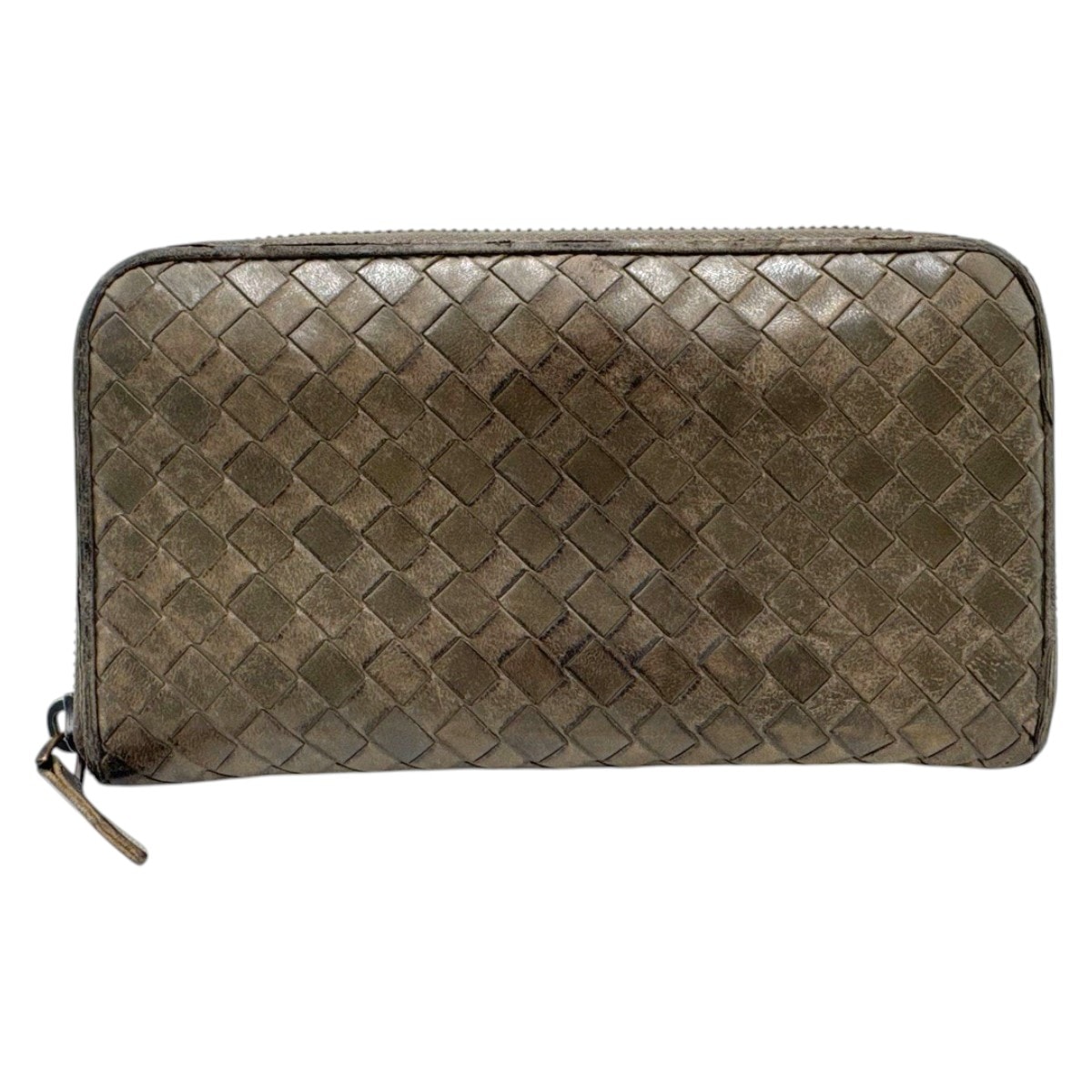 BOTTEGAVENETA ボッテガヴェネタ イントレチャート ブラウン レザー 長財布 ロングウォレット 604822 【中古】
