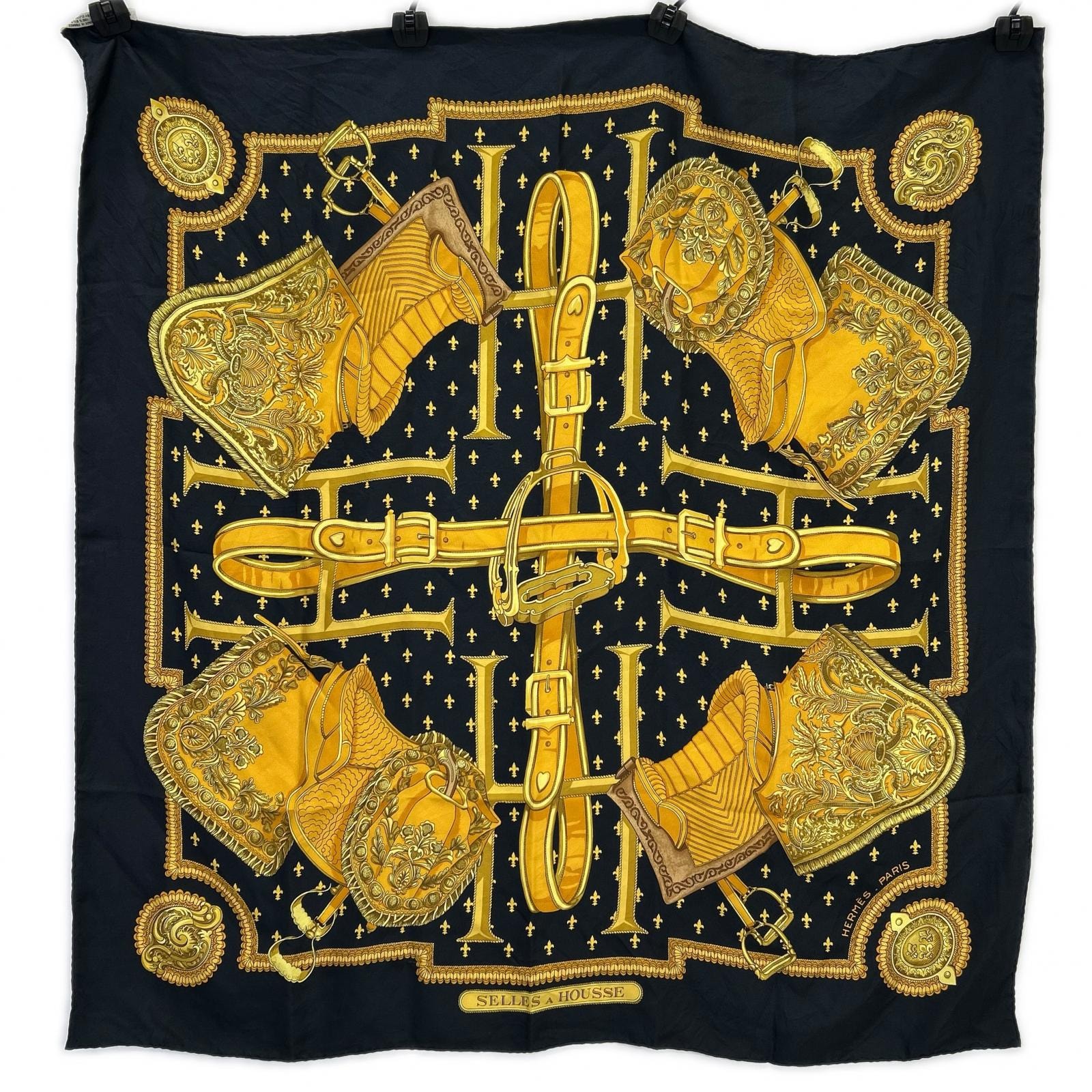 エルメス SELLES A HOUSSE カバーへの腰かけ シルク カレ90