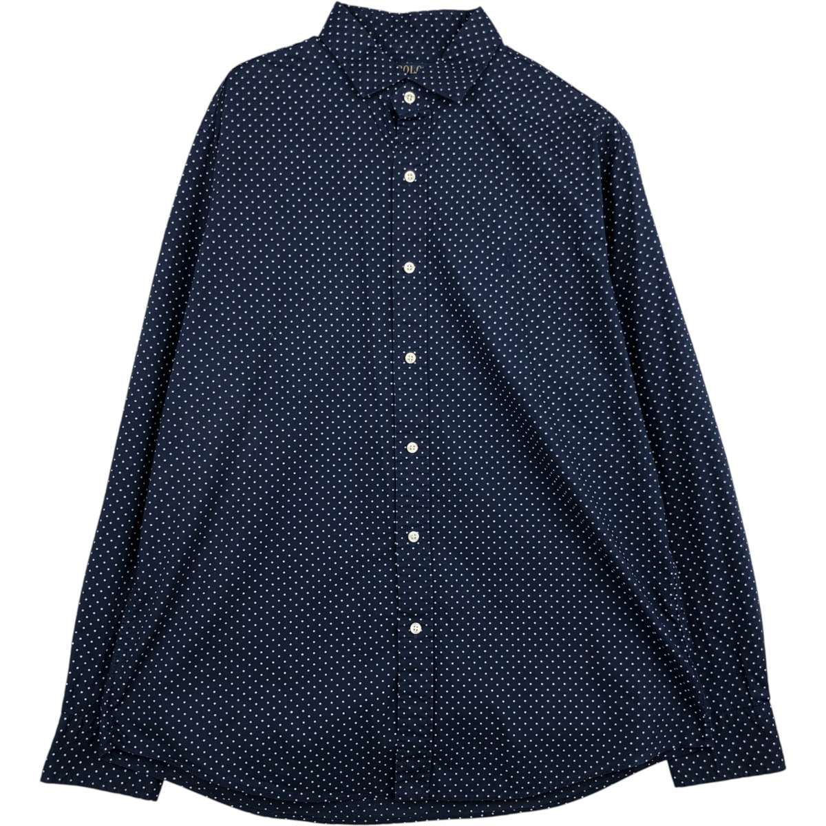 古着 ラルフローレン Ralph Lauren POLO RALPH LAUREN CLASSIC FIT ドット柄 長袖 コットンシャツ メンズL相当/eaa628762