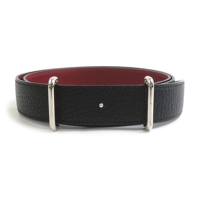 エルメス HERMES ベルト レザー/メタル ブラック/シルバー メンズ【中古】 e61770a