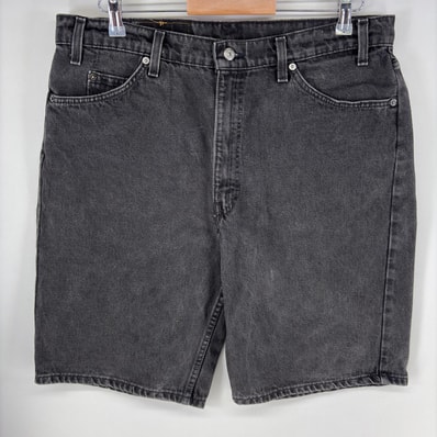 古着 リーバイス Levi's USA製 パンツ ジップフライ 550 ブラックデニム ジーンズ ショートパンツ ジーパン w38 ブラック系 メンズ