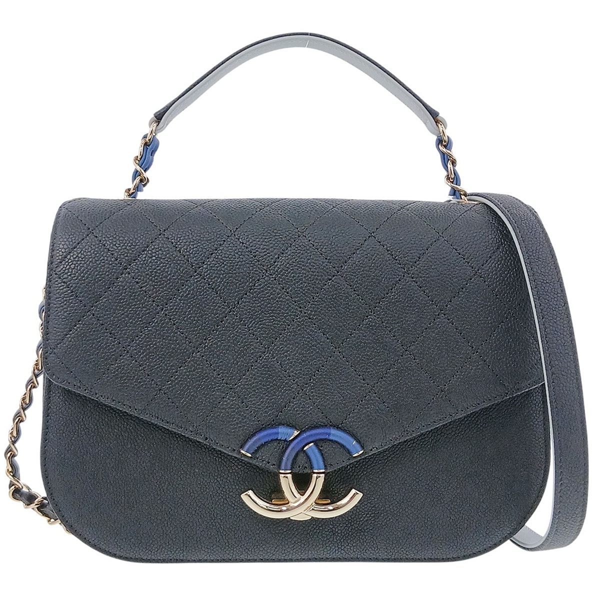 CHANEL シャネル ハーフココ チェーン ショルダーバッグ レザー ブラック  レディース【中古】