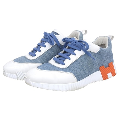 エルメス バウンシング スニーカー シューズ メンズ ブルー×ホワイト 41.5 41.5