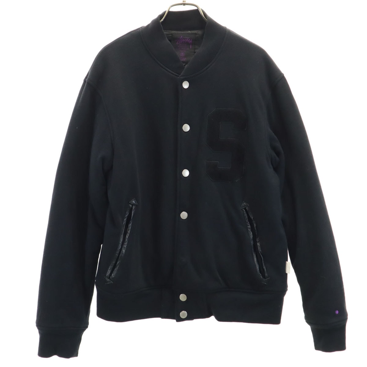 STUSSY ステューシー スウェット スタジャン S ブラック 中綿ジャケット