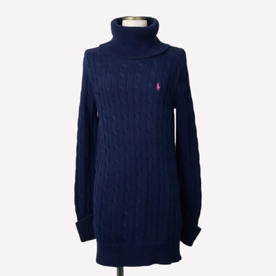 古着 ラルフローレン Ralph Lauren RALPH LAUREN SPORT ケーブル編み タートルネック ミニ ニットワンピース レディースS相当/eaa621263