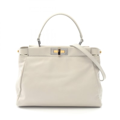 フェンディ FENDI ピーカブー レギュラー ハンドバッグ バッグ レザー レディース グレー系 8BN226 【中古】