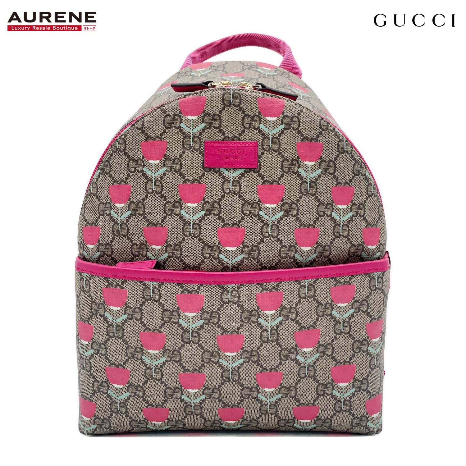 GUCCI グッチ チルドレン チューリップ リュック・デイパック
 フラワー GGスプリーム 782708 コーティングキャンバス ブラウン ユニセックス
 【中古】