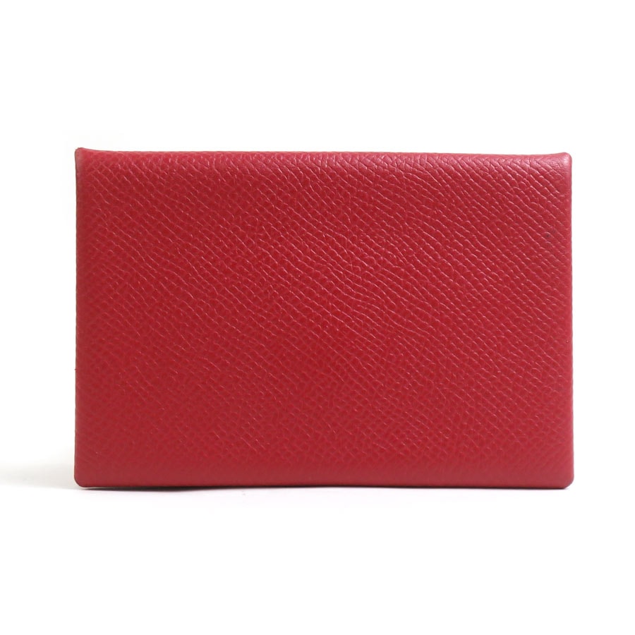 エルメス HERMES カードケース カルヴィ レザー ダークレッド レディース【中古】 e61279a