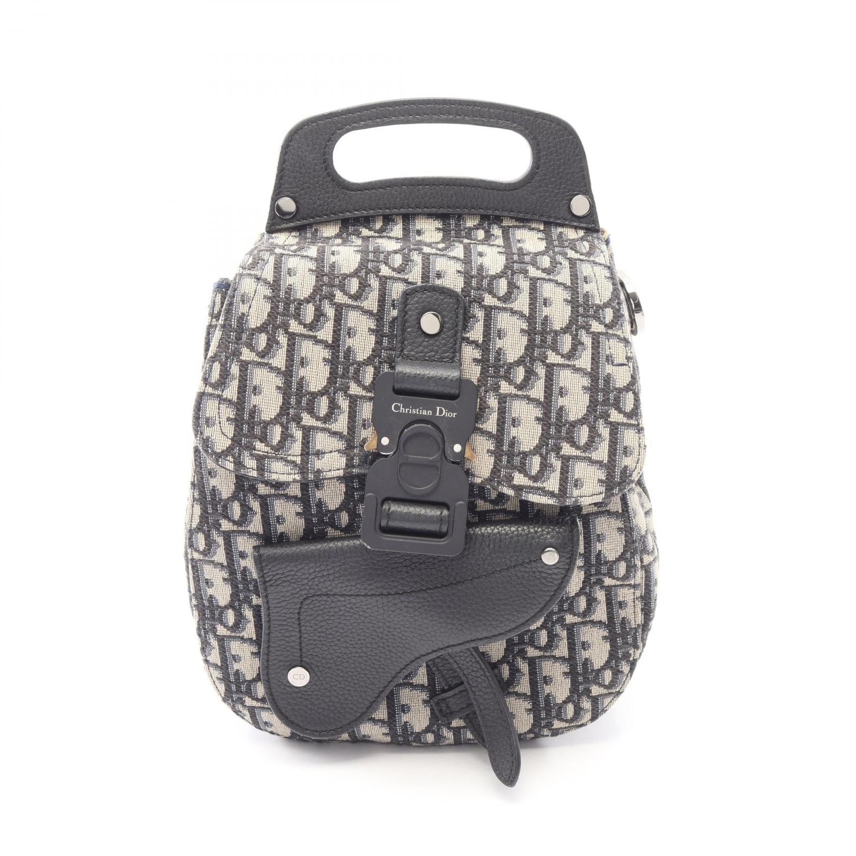 ディオール Dior ギャロップ オブリーク リュックサック バックパック バッグ キャンバス レザー メンズ ベージュ系 / ブラック系 1ADBA011YKY 【中古】