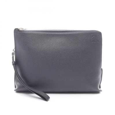 ロエベ LOEWE アナグラム セカンドバッグ クラッチバッグ バッグ レザー メンズ ネイビー系 【中古】