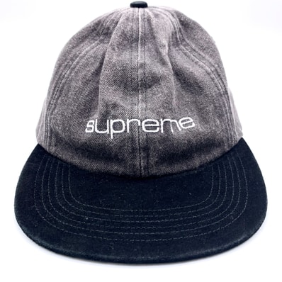 Supreme Denim Suede Compact Logo 6-Panel Black