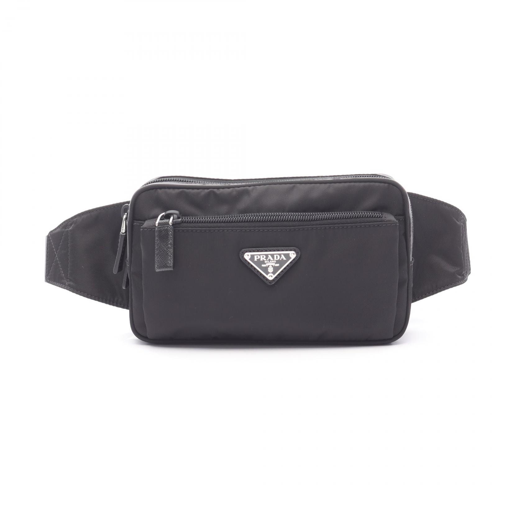 プラダ PRADA Re-Nylon ウエストバッグ ボディバッグ バッグ ナイロン サフィアーノレザー メンズ ブラック系 2VL9772DMGF0002 【中古】