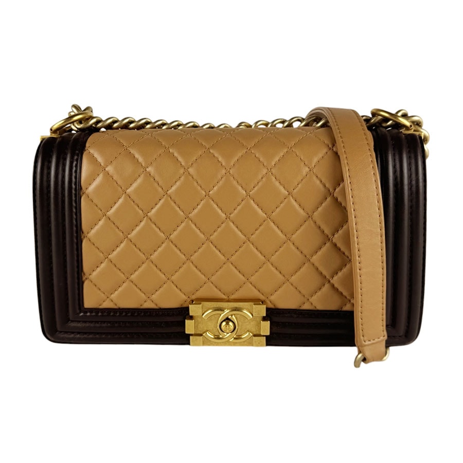 シャネル CHANEL ショルダーバッグ ボーイシャネル レザー ベージュ/ブラウン ゴールド レディース【中古】 z10592