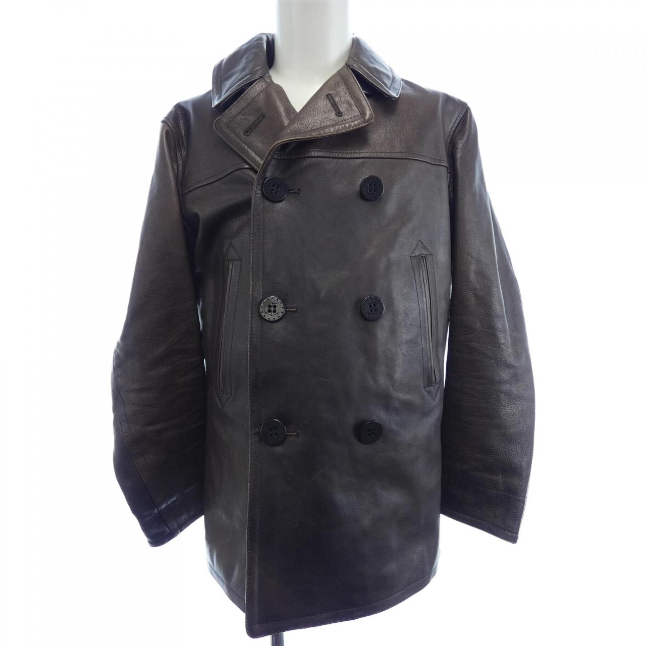 ダブルアールエル DOUBLE RL Kentner Leather Pea Coat レザージャケット