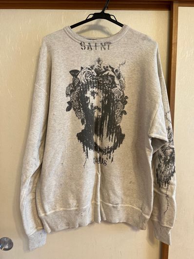 SAINT Mxxxxxx x Kosuke Kawamura SWEAT SHIRT JESUS "Grey"
