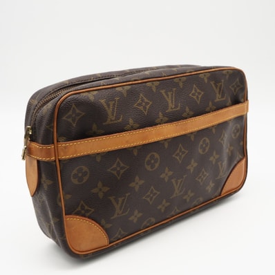 LOUIS VUITTON ルイ・ヴィトン モノグラム コンピエーニュ28 M51845 セカンドバッグ ブラウン コーティングキャンバス レザー レディース
