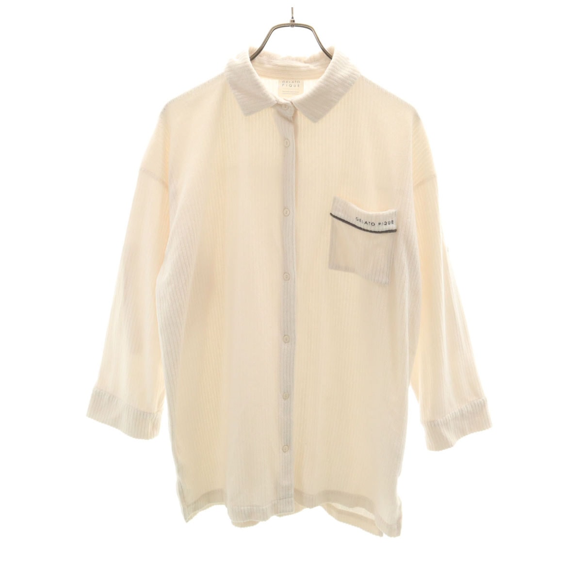 gelato pique ジェラートピケ 長袖 ルームウェア F アイボリー系 パイルリブシャツ ロールアップ