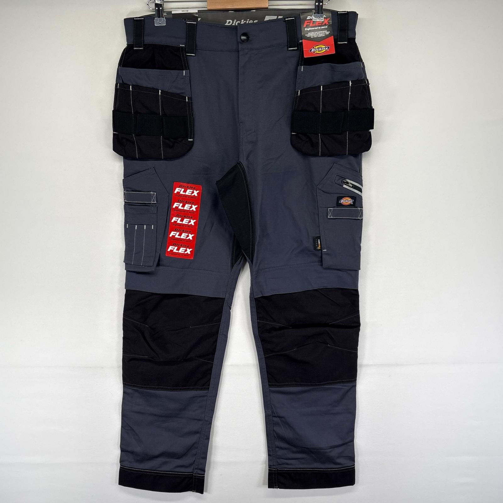 古着 デッドストック ディッキーズ Dickies パンツ ワークパンツ ダブルニー タグ付き FLEX ユーロ カーゴ W36 L30  グレー系 メンズ