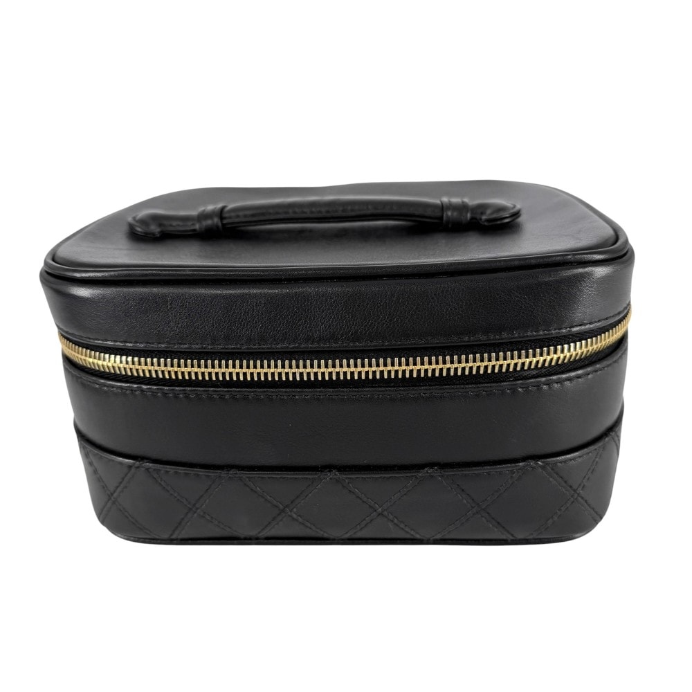 CHANEL シャネル ポーチ 化粧ポーチ メイクポーチ ビコローレ バニティバッグ A01618 レザー ブラック 黒 ゴールド金具 レディース【中古品】