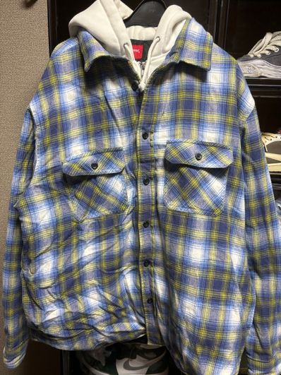 Supreme Hooded Flannel Zip Up Shirt "Blue"