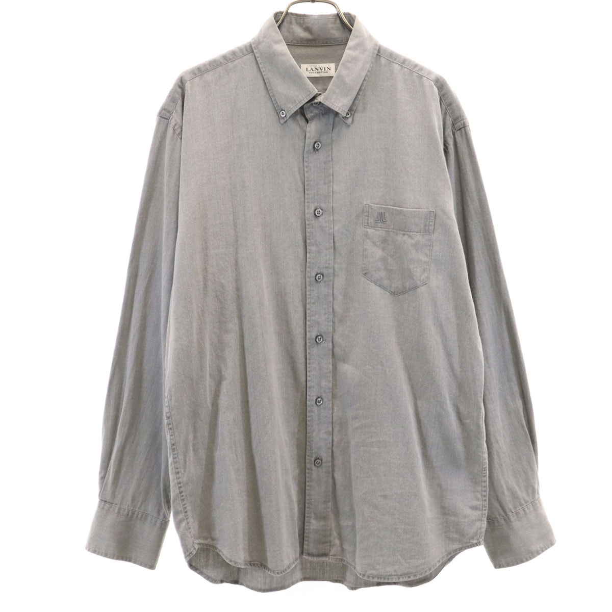 LANVIN LA COLLECTION ランバンコレクション 日本製 長袖 ボタンダウンシャツ L グレー