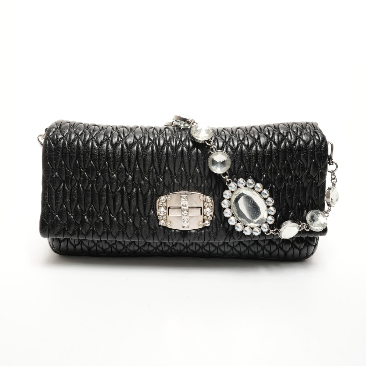 ミュウ ミュウ Miu Miu マテラッセ クリスタル レザー ショルダーバッグ【中古】