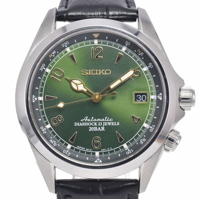 セイコー SEIKO SARB017/6R15-00E0 メカニカル アルピニスト デイト グリーン 自動巻き メンズ 良品 腕時計 Q#148913