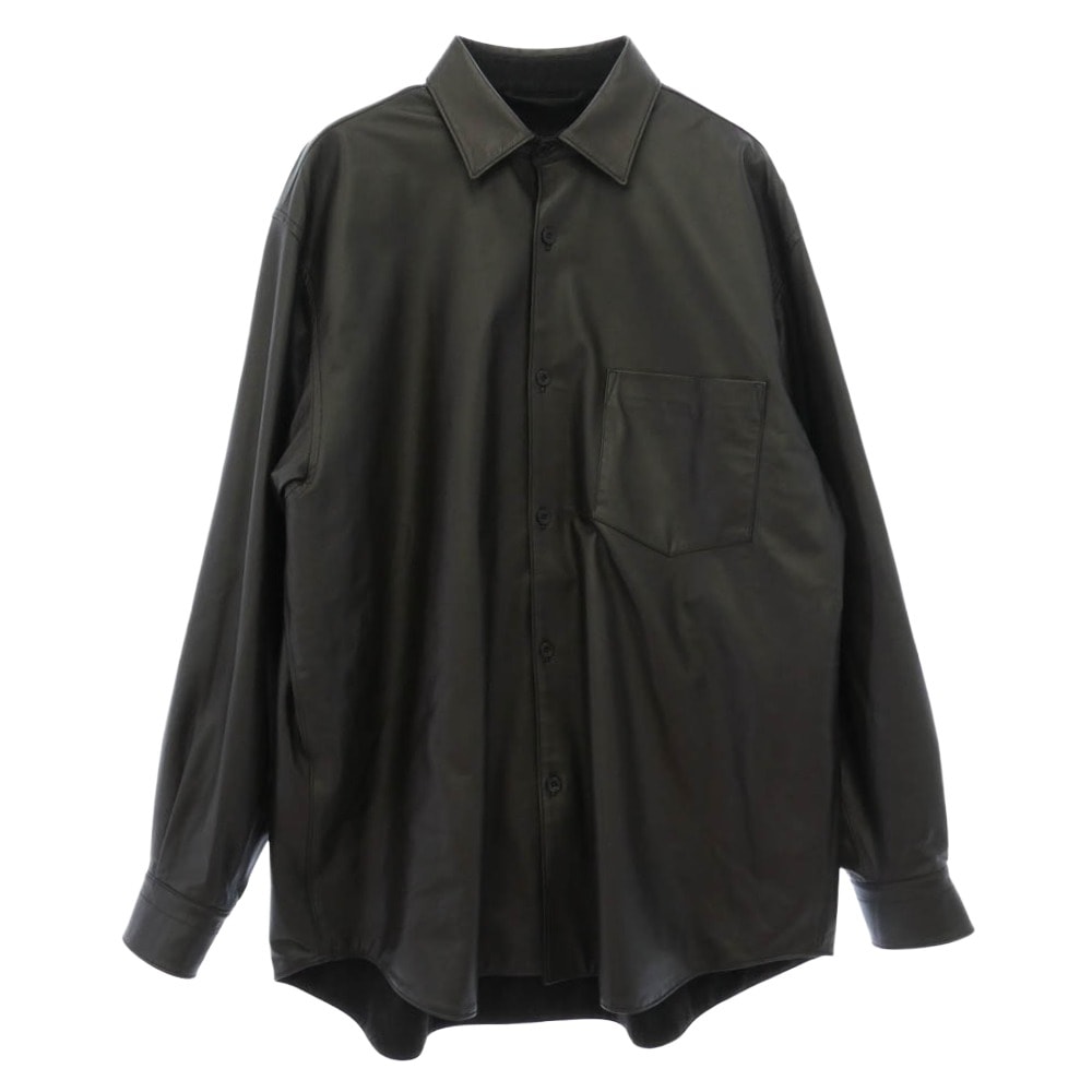 COMOLI コモリ 23AW Y03-01003 シープスキン  レザー シャツ ジャケット ダークブラウン系 2【中古】