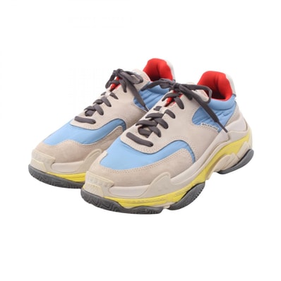 バレンシアガ BALENCIAGA Triple S Trainer トリプル S トレーナー スニーカー 靴 スウェード レザー ファブリック レディース グレー系 / ブルー系 / イエロー系 【中古】
