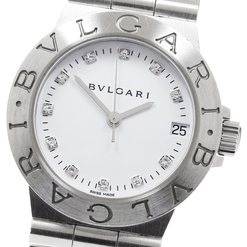 BVLGARI ブルガリ ディアゴノ スポーツ LCV29S デイト 白 ホワイト SS 