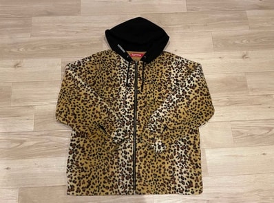 Supreme Fleece Zip Up Hooded Shirt "Brown Leopard"