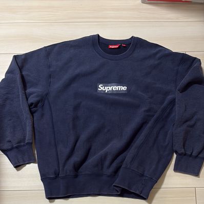 Supreme Washed Box Logo Crewneck "Navy"