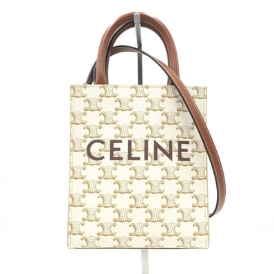 CELINE(セリーヌ)ミニ バーティカル カバ 2WAY ハンドバッグ ショルダーバッグ トリオンフキャンバス タン レディース 【中古】