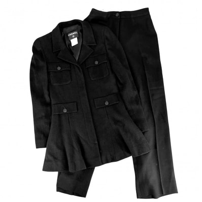 CHANEL シャネル セットアップ パンツ ジャケット 服 アパレル 36 ブラック 黒 ウール レーヨン レディース 秋 冬 2002年【中古品】