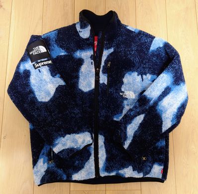 Supreme x The North Face Bleached Denim Print Fleece Jacket "Indigo"