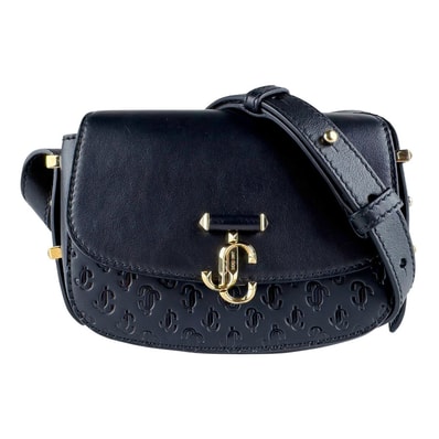 ジミーチュウ JIMMY CHOO 斜め掛けショルダーバッグ レザー/パテントレザー ブラック ゴールド レディース【中古】 z10475