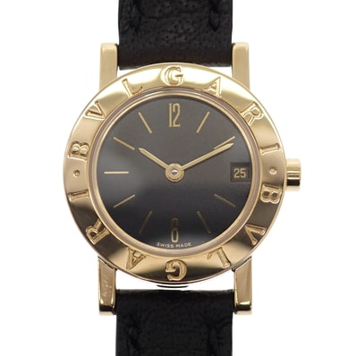 ブルガリ BVLGARI ブルガリブルガリ BB23GL 腕時計 K18イエローゴールド レザー ブラック クオーツ ブラック文字盤 レディース【中古】【Aランク】