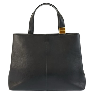 美品 BURBERRY バーバリー 中チェック柄 ブラック 黒 ゴールド金具 レザー ハンドバッグ トートバッグ 602786 【中古】