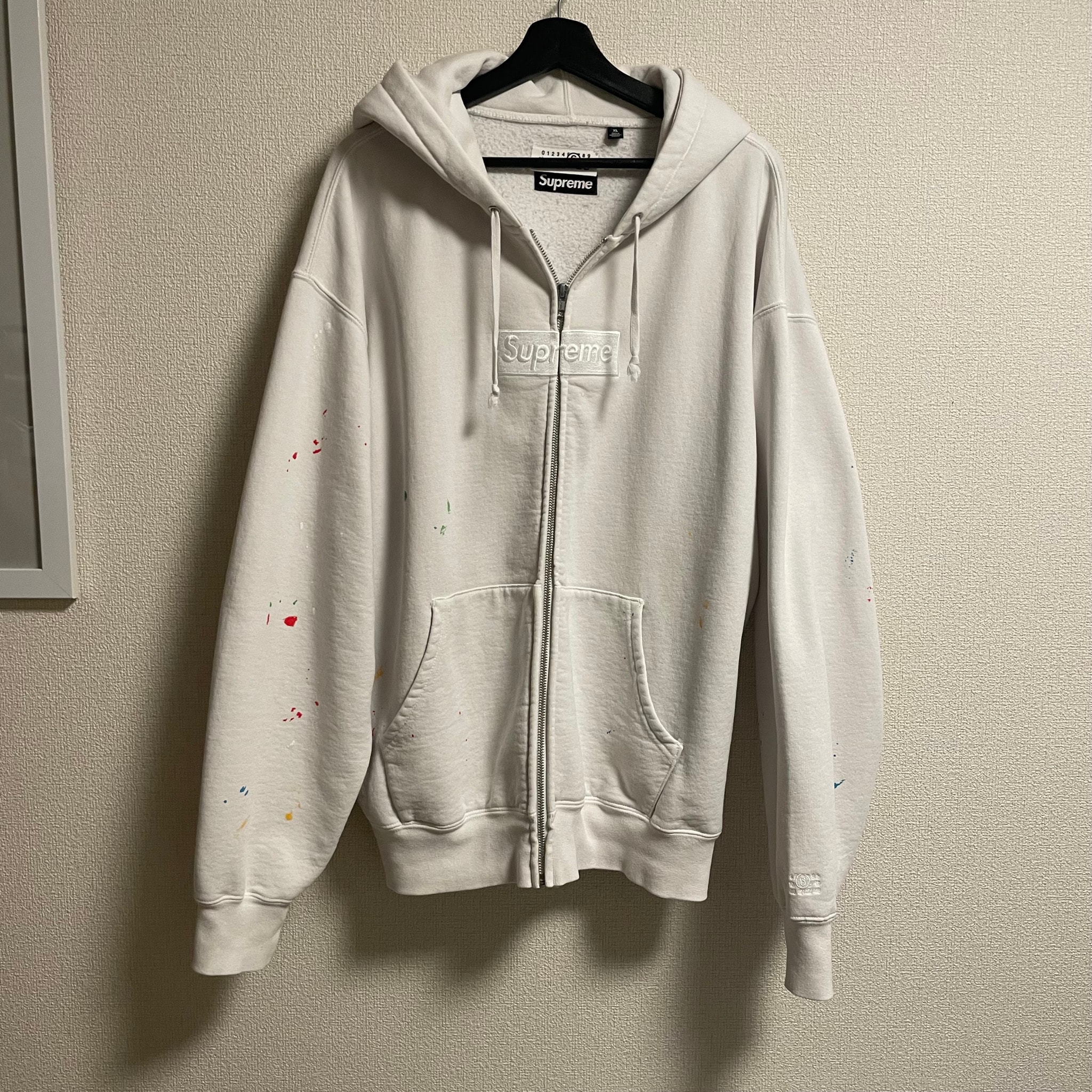 Supreme x MM6 Maison Margiela Box Logo Zip Up Hooded Sweatshirt "White"