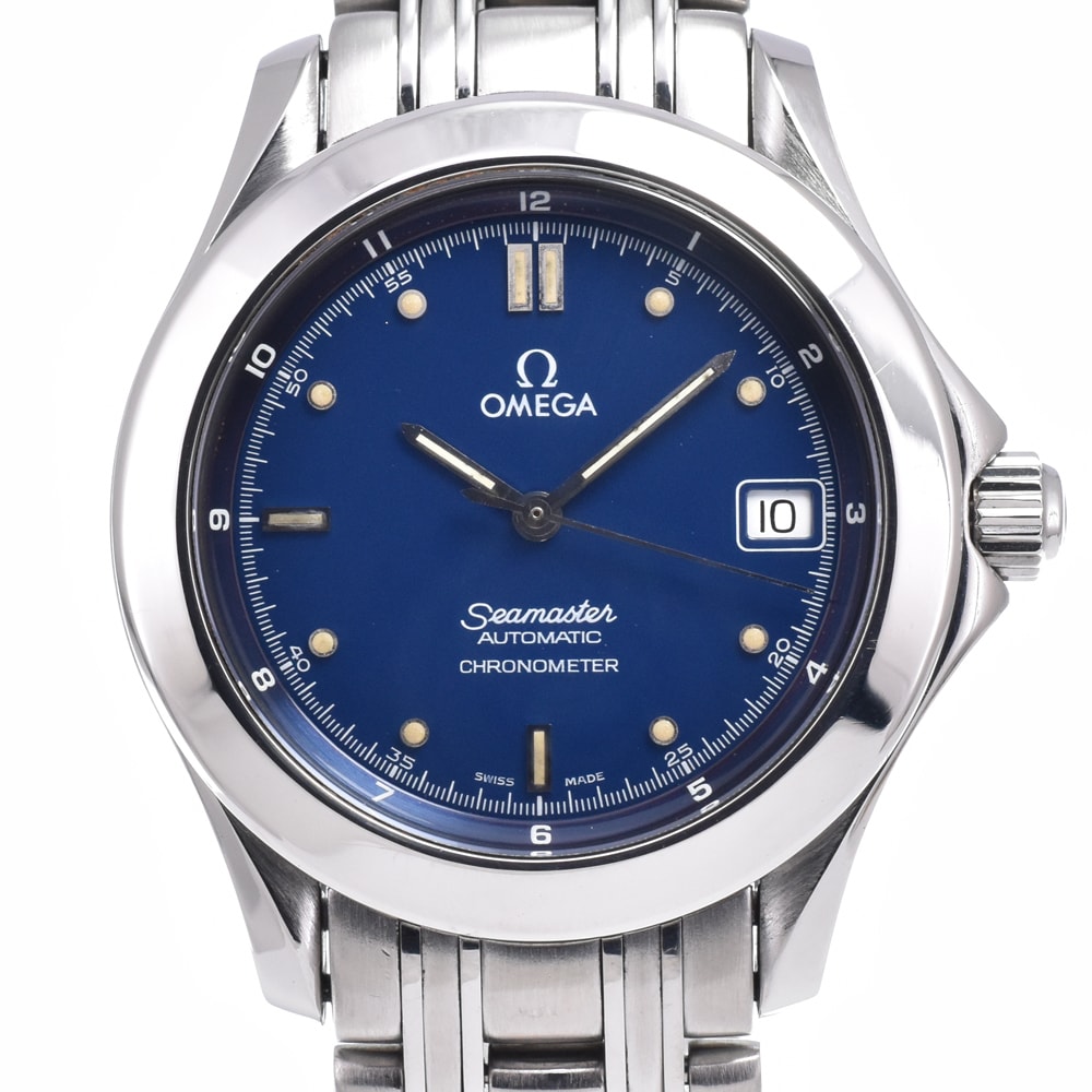 オメガ OMEGA 2501.80 シーマスター クロノメーター ブルー 自動巻き メンズ 良品 腕時計 R#149144