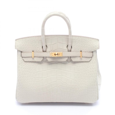 エルメス HERMES バーキン25 ベトン ハンドバッグ バッグ アリゲーターマット アリゲーターマット B刻印(2023年製造) レディース グレー系 【中古】