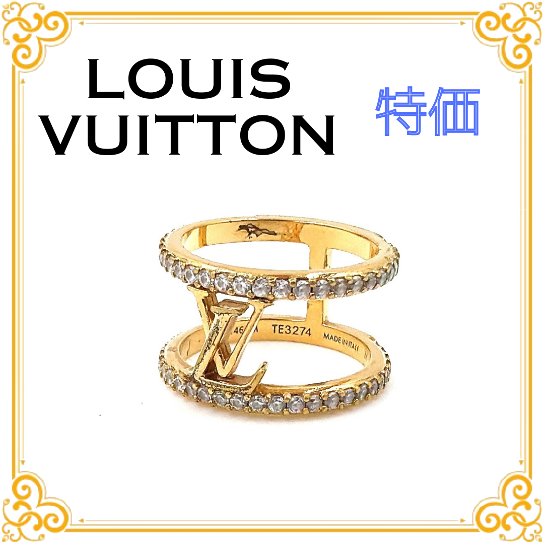 ■美品■ LOUIS VUITTON ルイヴィトン M1463M LV アイコニック ストラス リング ゴールド アクセサリー 13号 レディース 指輪