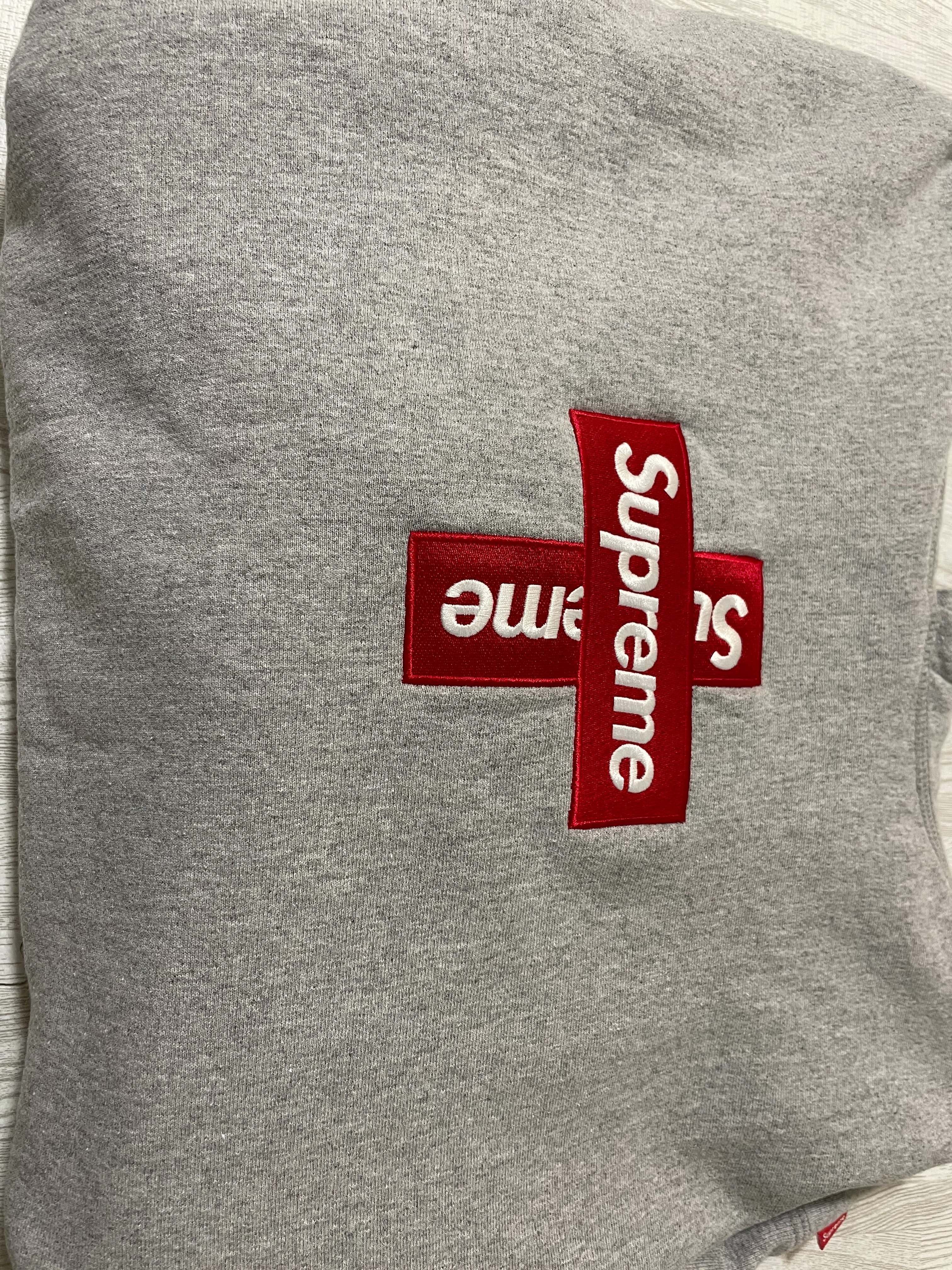Supreme Cross Box Logo Hooded Sweatshirt "Grey"