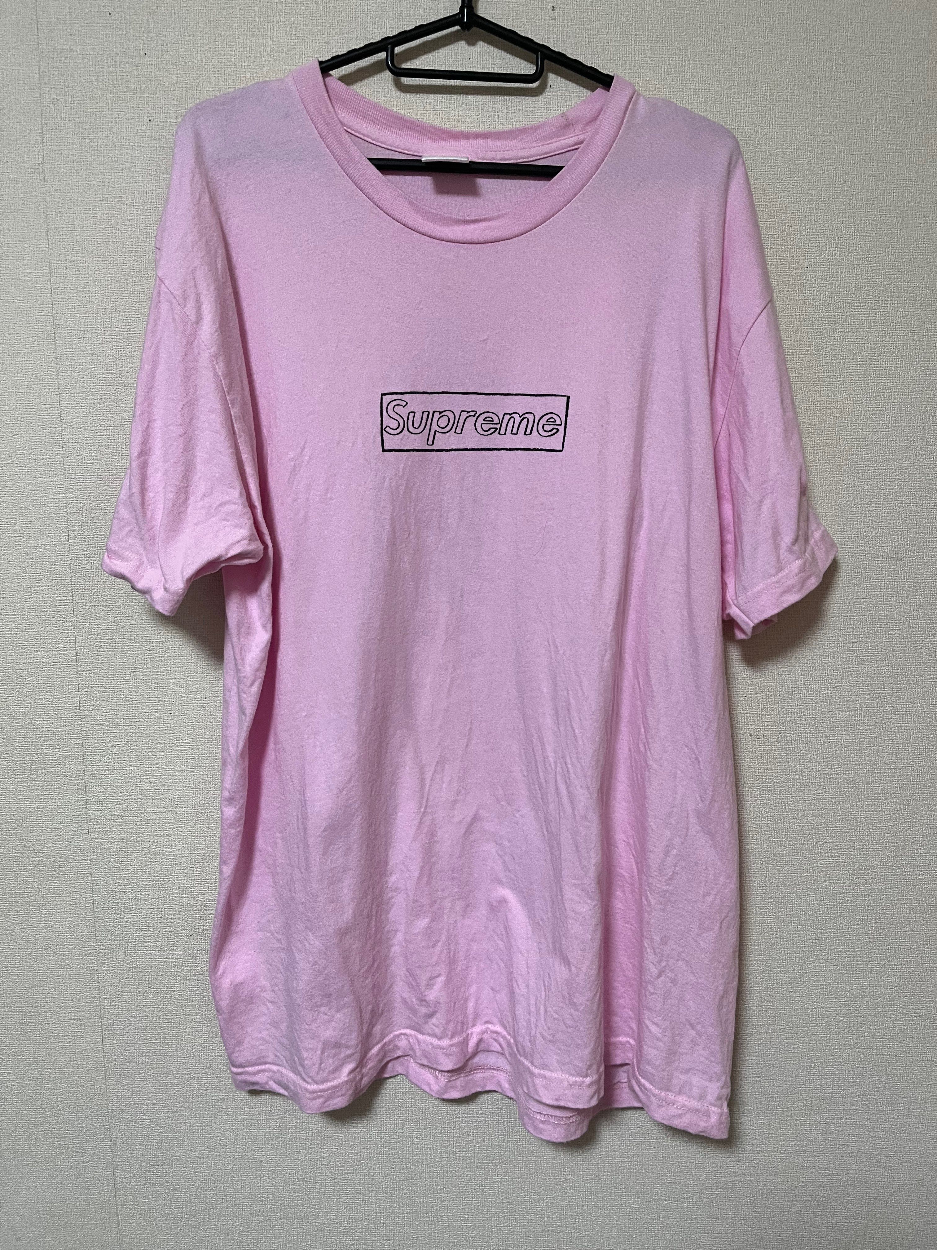 Supreme KAWS Chalk Logo Tee "Pink"