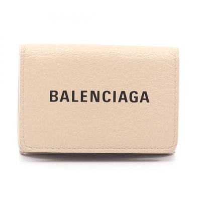 バレンシアガ BALENCIAGA EVERYDAY MINI WALLET 三つ折り財布 財布 レザー レディース ベージュ系 594312 【中古】