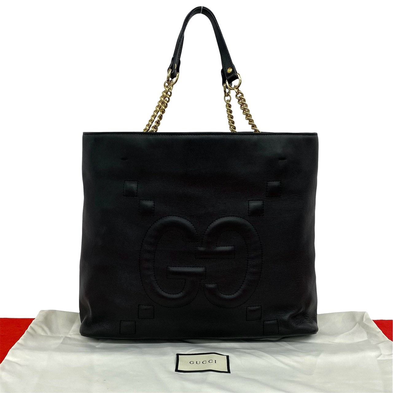 GUCCI グッチ GG ロゴ レザー トートバッグ ブラック
 16130