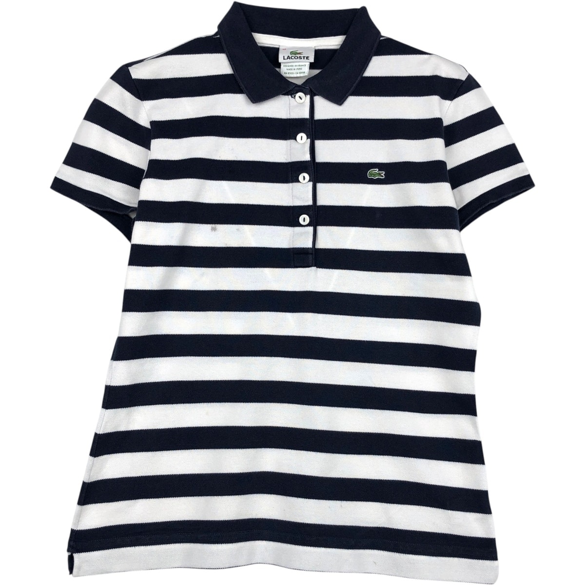 古着 ラコステ LACOSTE フランス企画 半袖 ボーダー ポロシャツ レディースS相当/eaa639331