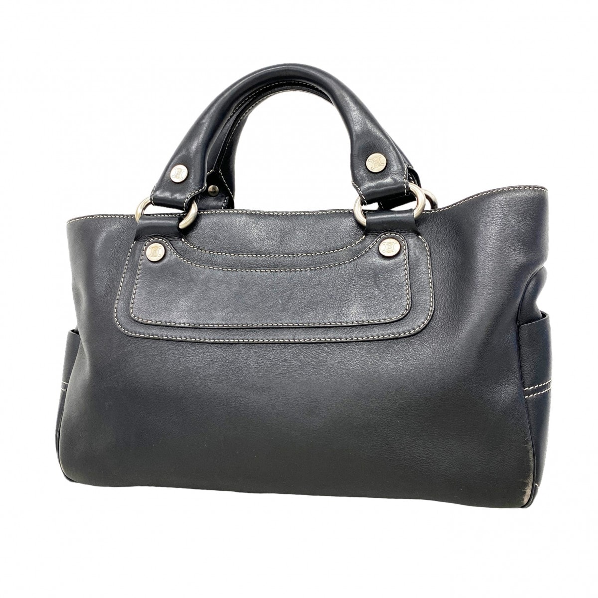 【6dc3449-k】セリーヌ ハンドバッグ ブギーバッグ レザー ブラック シルバー金具【中古】レディース